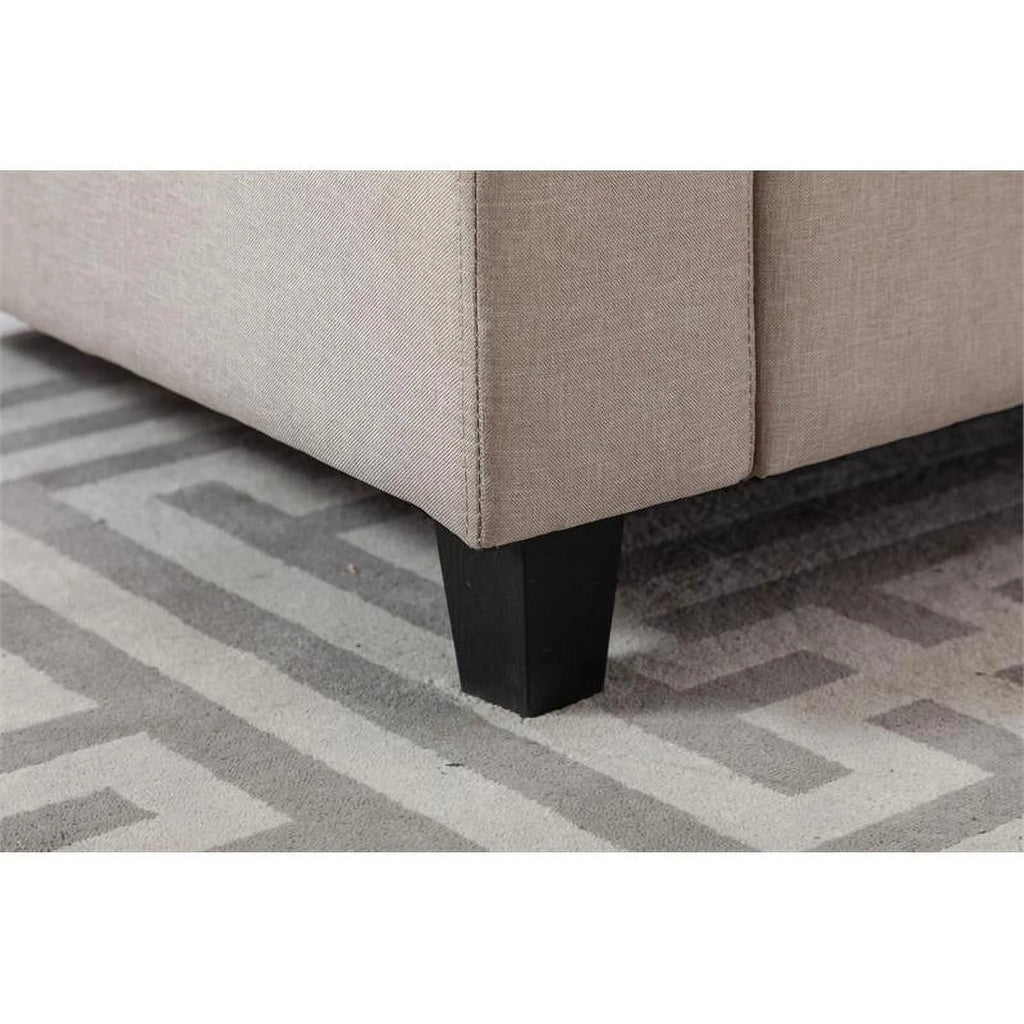Beige Fabric Reversible Sectional with Charging Port and Storage Console K1197