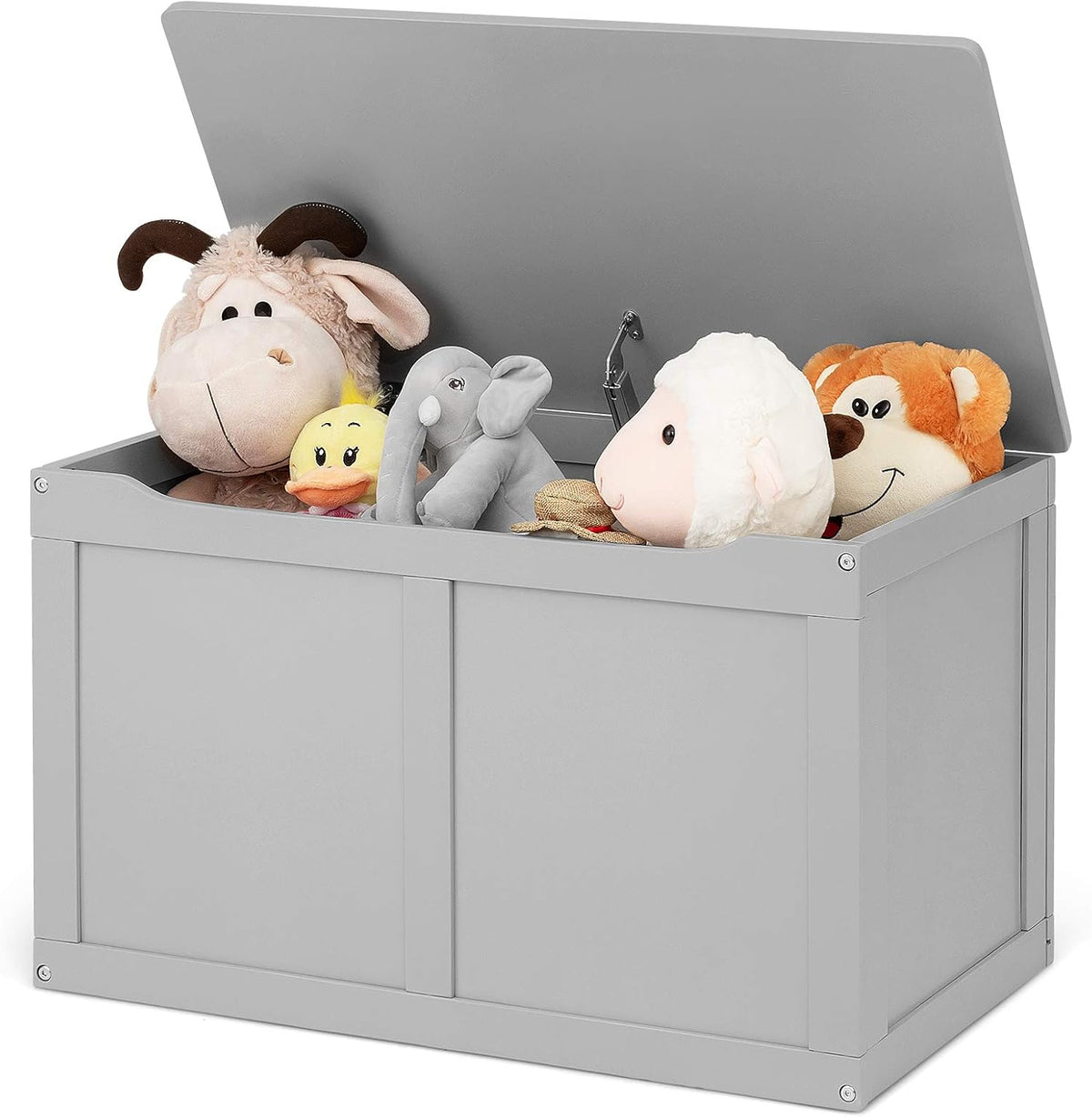 White Wooden Kids Toy Storage Chest with Flip-Top Lid W1169