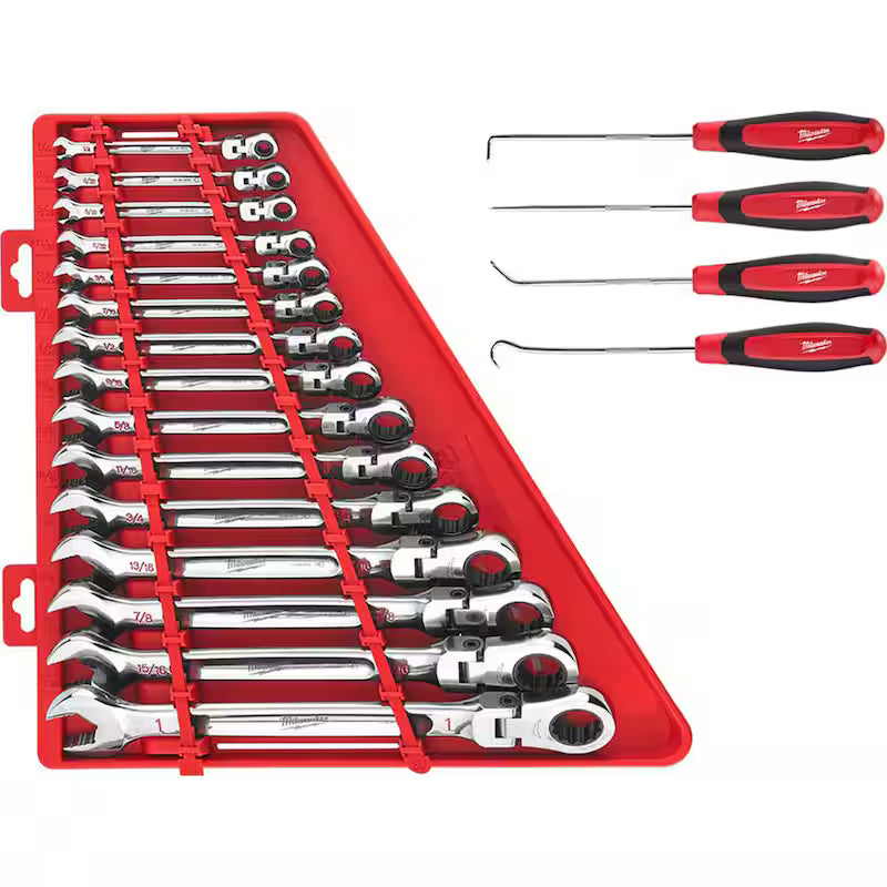 19-Piece Flex-Head Ratcheting Combination Wrench Set SAE R94775