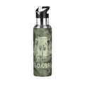 Green Camouflage Dinosaurs Stainless Steel Water Bottle with Straw Lid 20 OZ L741