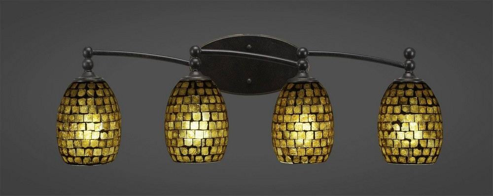 Four Light Bath Bar Dark Granite Finish with Copper Mosaic Glass M348494