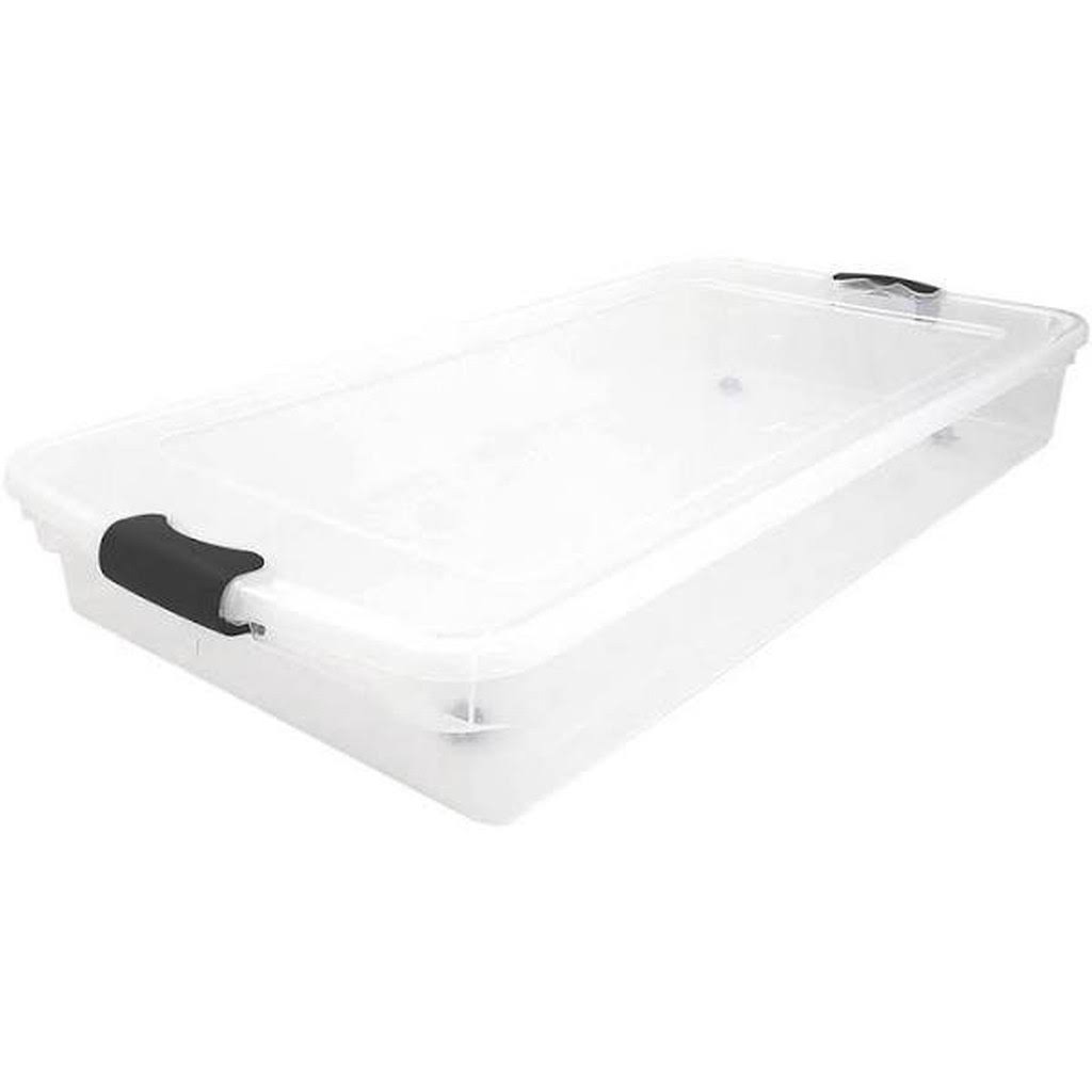 60 qt Latching Plastic Storage Container Clear Grey Set of 2 Y779574
