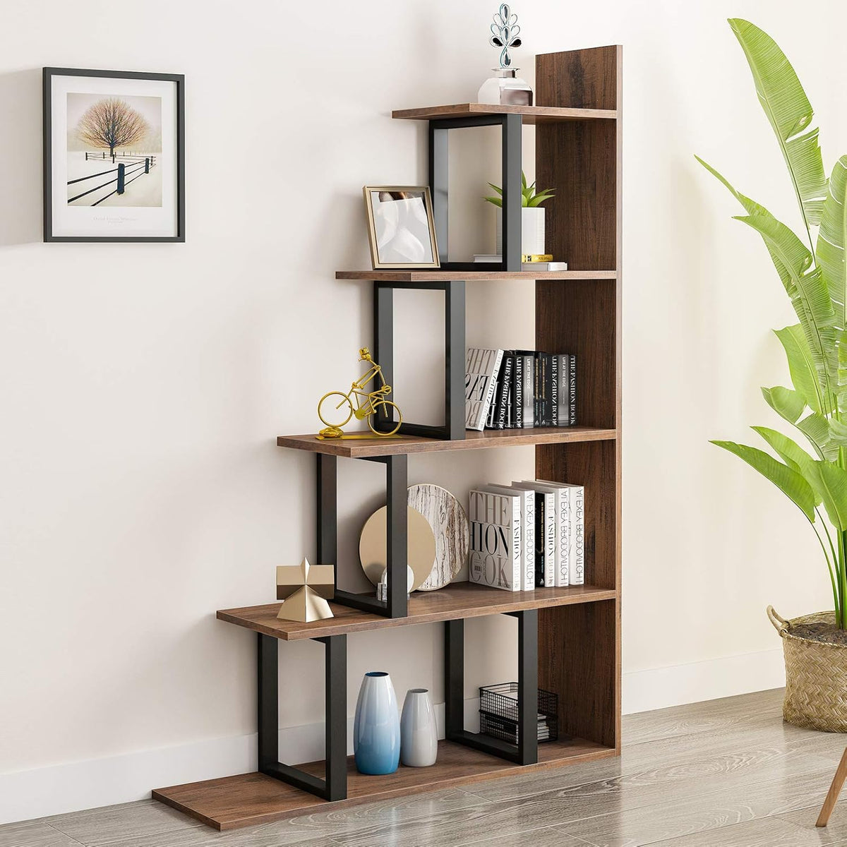 5-Tier Freestanding Ladder Corner Bookcase V639