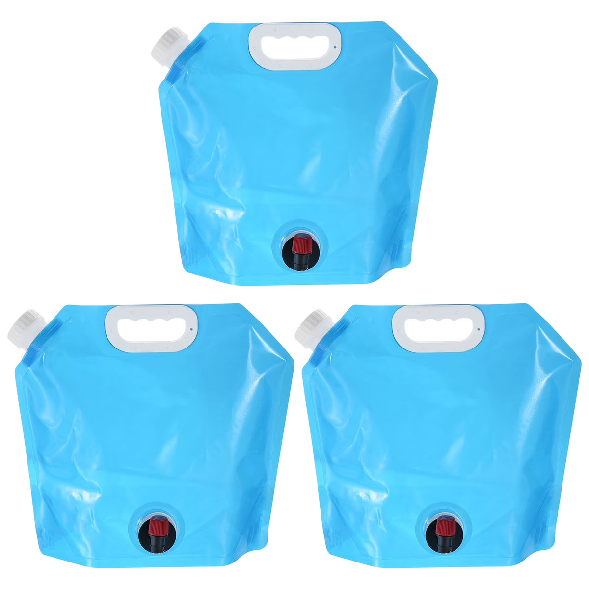 5L Collapsible Water Container Bag with Spigot, 3 Pack Blue W4907