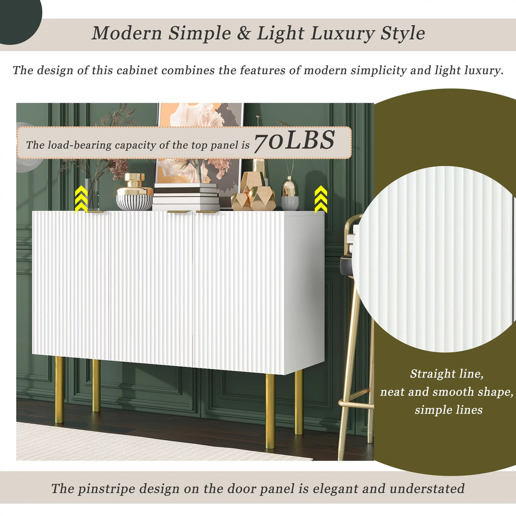 White Wood Buffet Cabinet with Storage S2022
