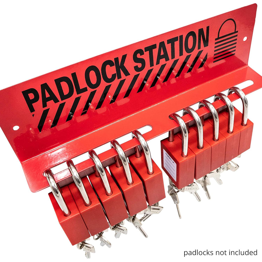 10 Padlocks Included Lockout Tagout Station with Carbon Steel Body I339