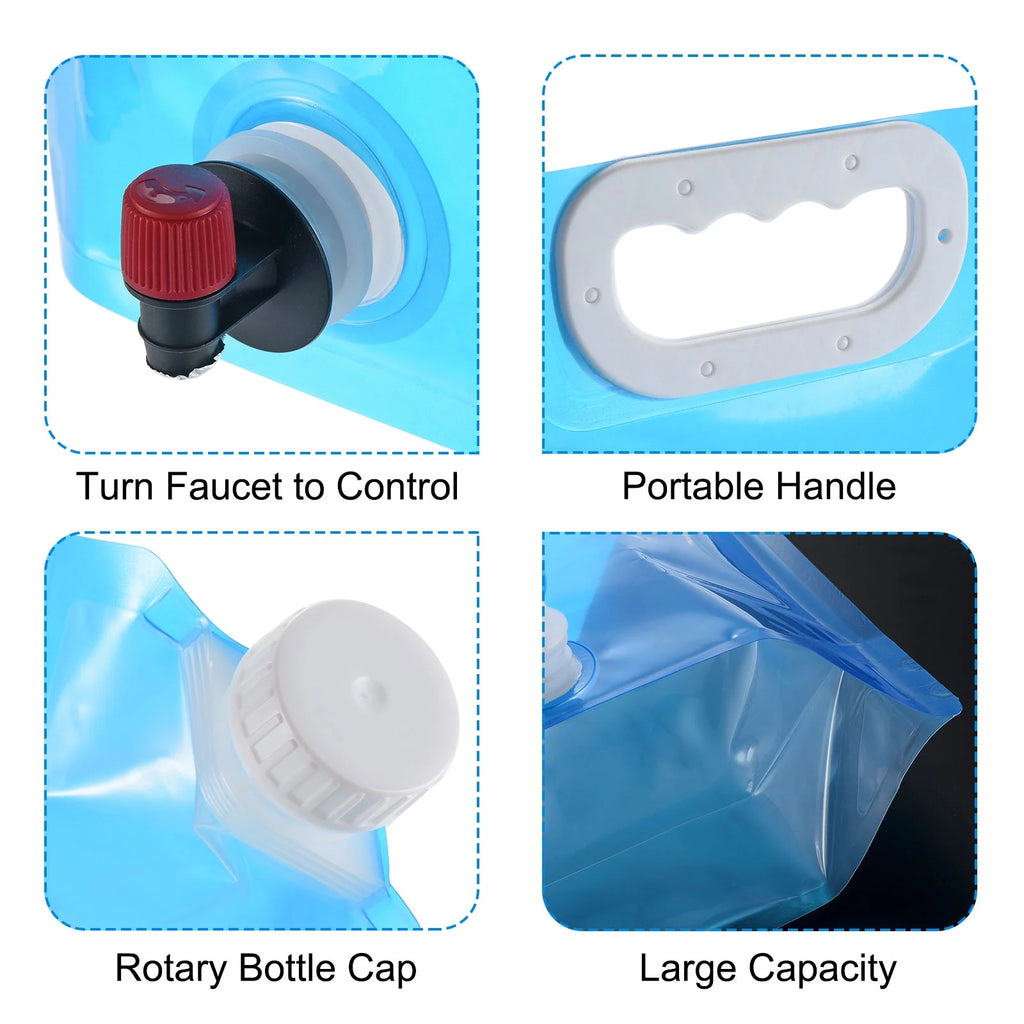 5L Collapsible Water Container Bag with Spigot, 3 Pack Blue W4907