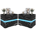 Black High Gloss LED Nightstand Set of 2 with 2 Drawers W958