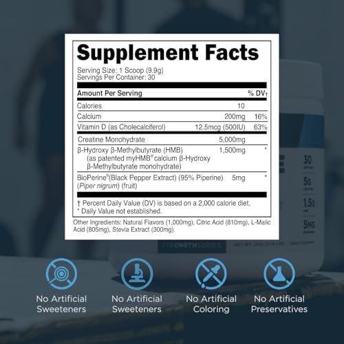 Creatine Monohydrate Powder with HMB, 30 Servings, Unflavored B372