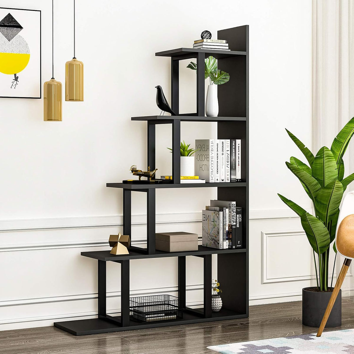 5-Tier Freestanding Ladder Corner Bookcase V639