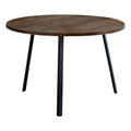 Round Dining Room Table with Brown Reclaimed Wood and Black Metal J503