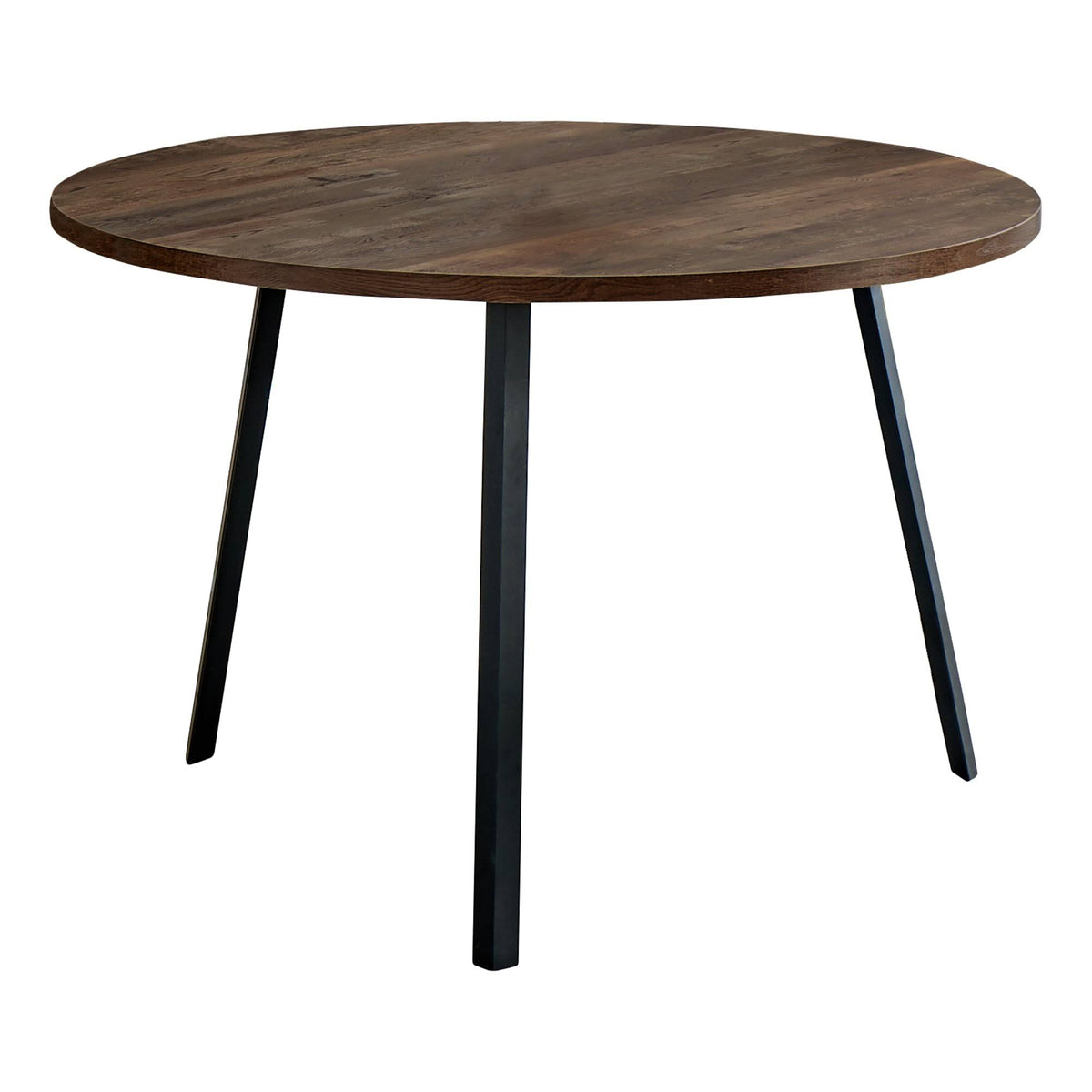 Round Dining Room Table with Brown Reclaimed Wood and Black Metal J503