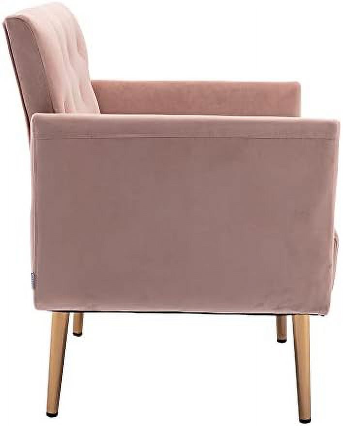 Pink Velvet Single Sofa Arm Chair with Metal Legs Y42044