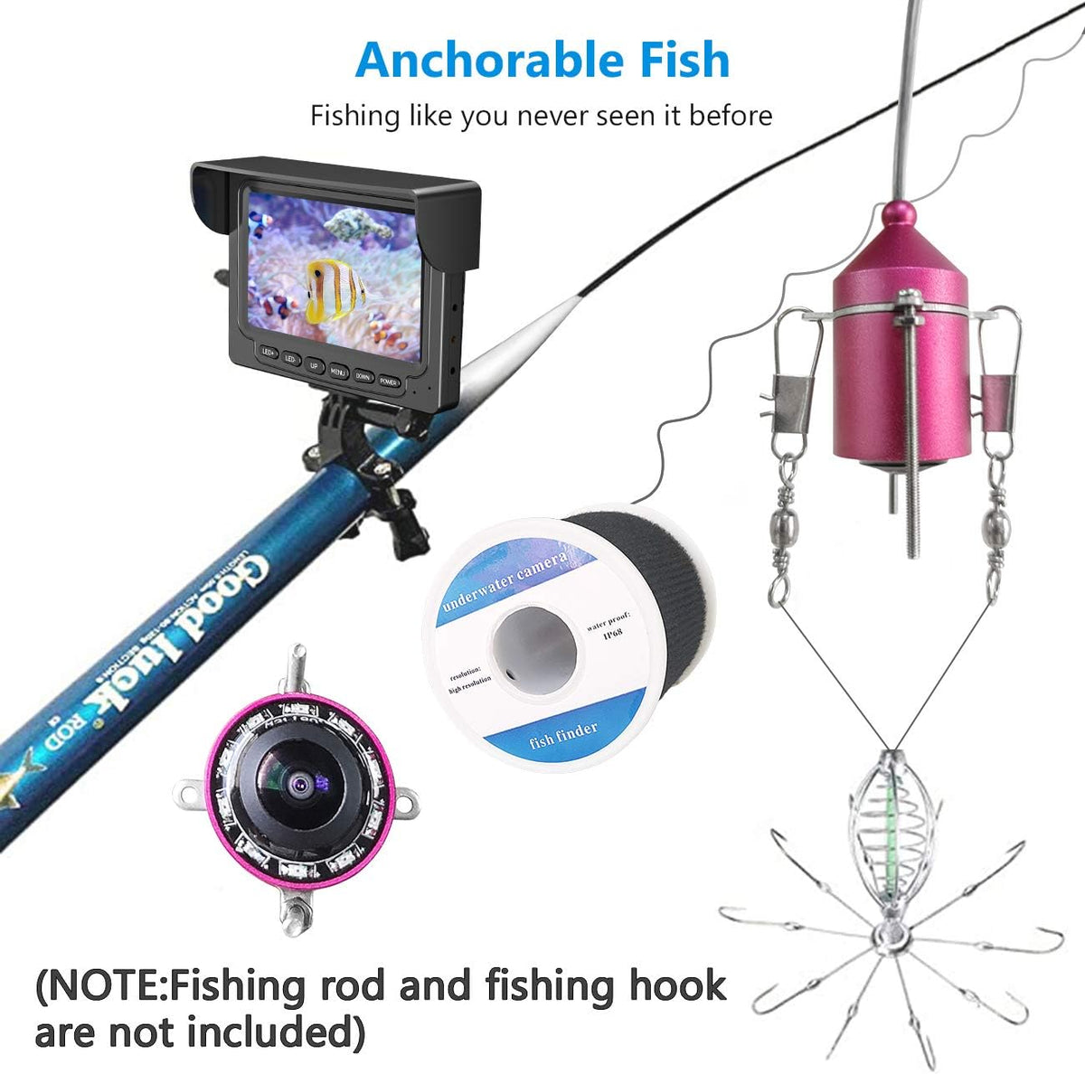 Portable Underwater Fishing Camera with 4.3 inch HD Monitor and 30m Cable P641