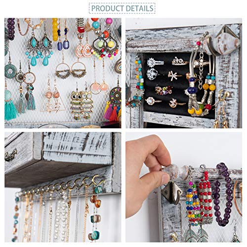 Jewelry Wall Organizer Wall Mounted with Drawers (brown) D78173