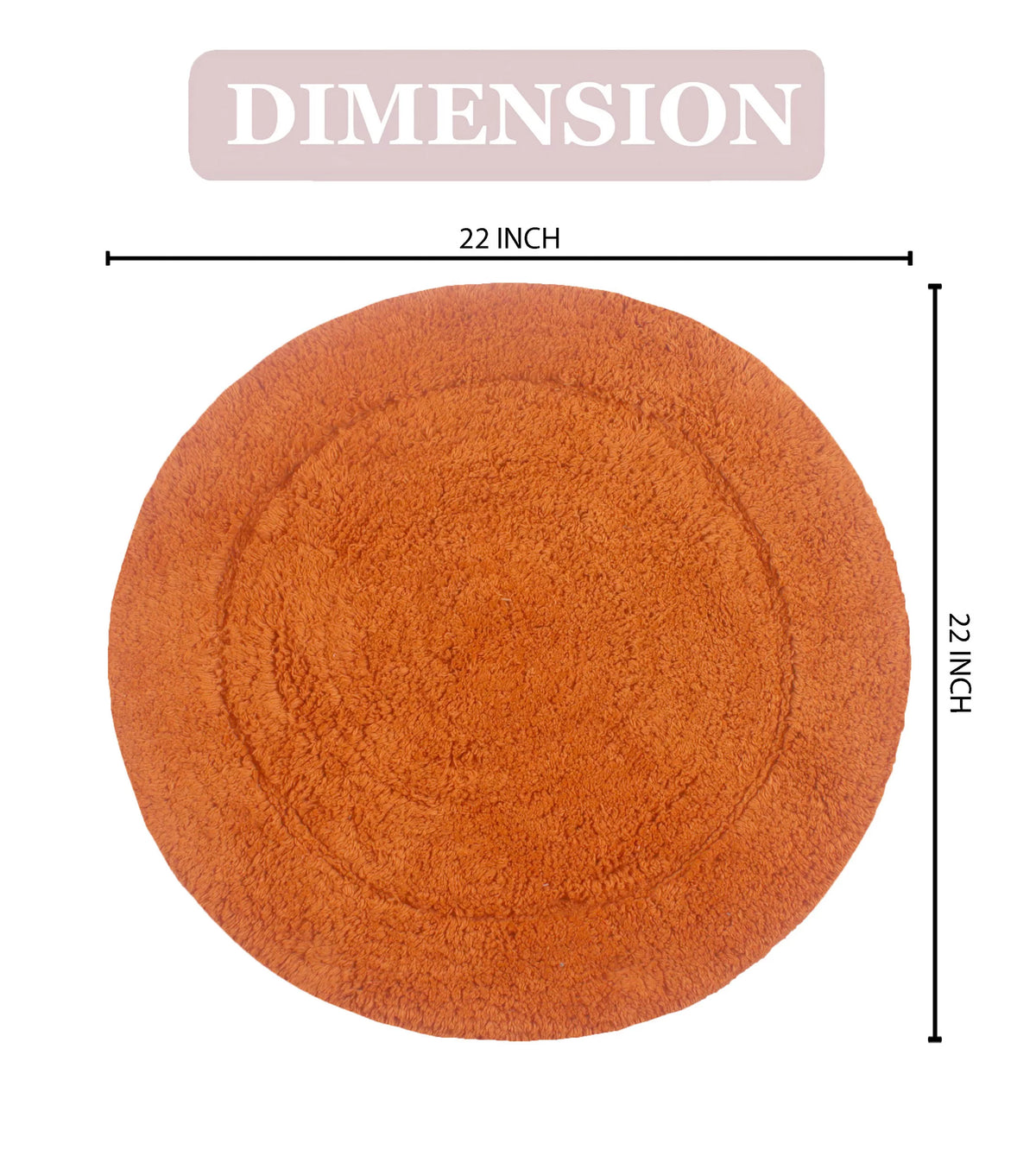 100% Cotton Tufted Bath Rug, 22" Round, Terracotta U85711