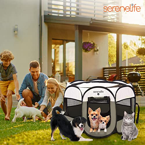8-Panel Foldable Pet Playpen with Food/Water Bowl, Red D550601