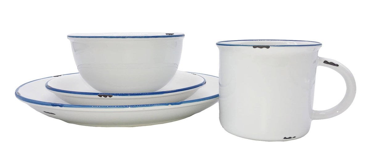 White/Blue Tinware Salad Plates (Set of 4) J66032