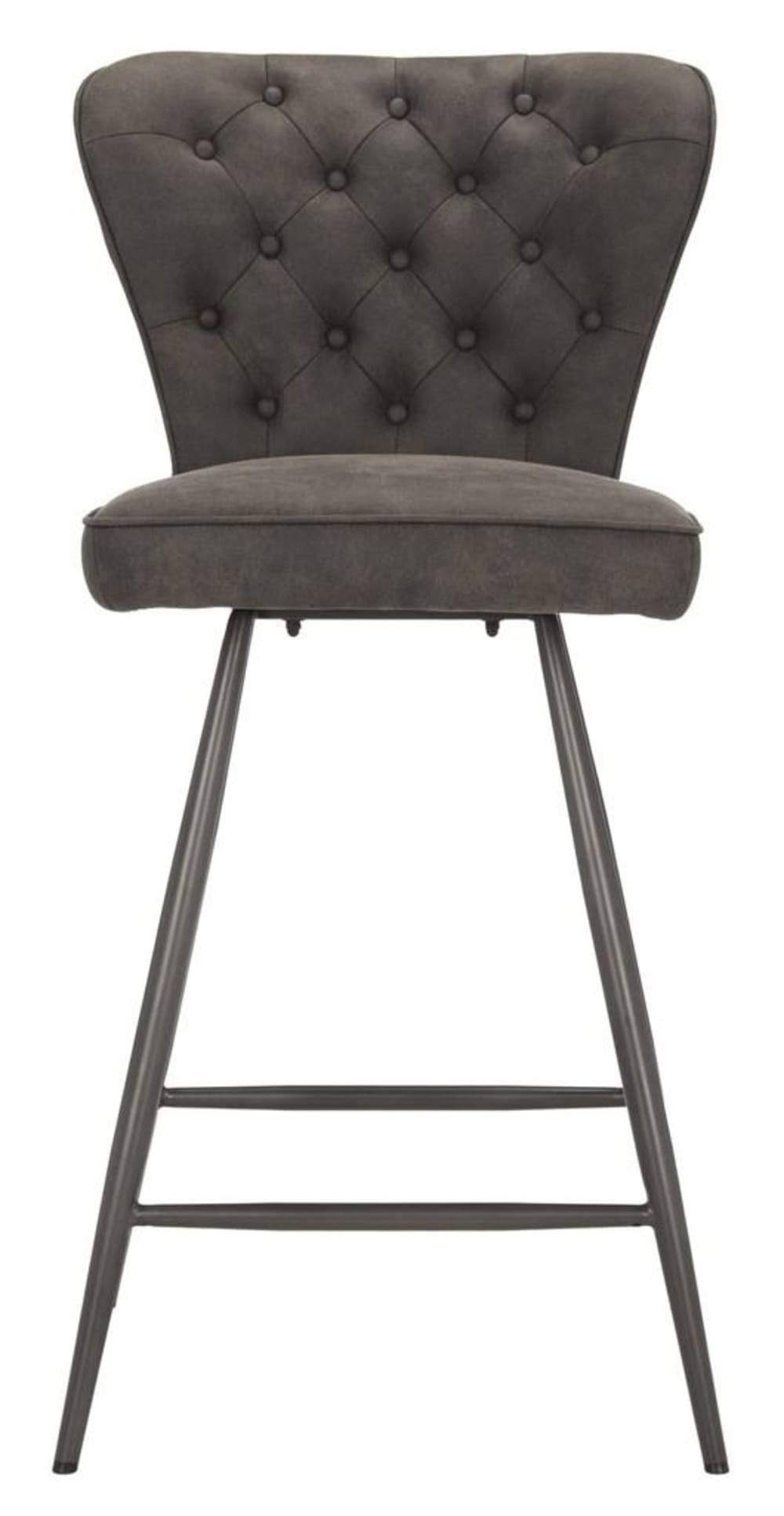 Camel Leather Tufted Swivel Counter Stool Set of 2 D5495