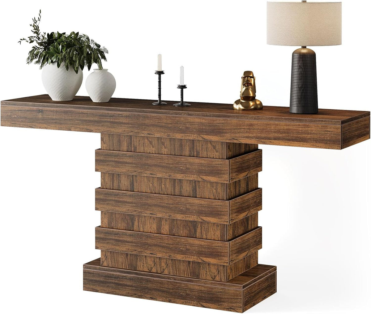 Rustic Brown 63-Inch Wooden Console Table L17707