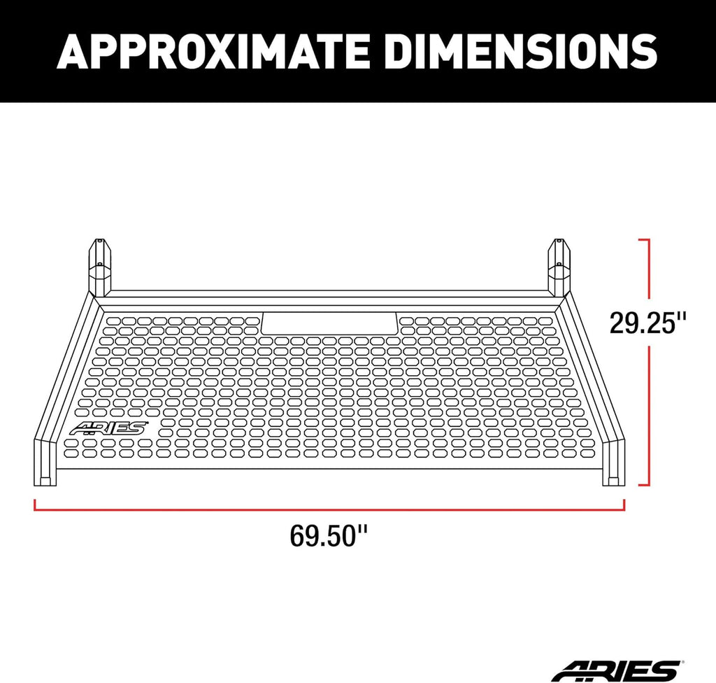 Black Aluminum Truck Headache Rack Cab Protector B12071