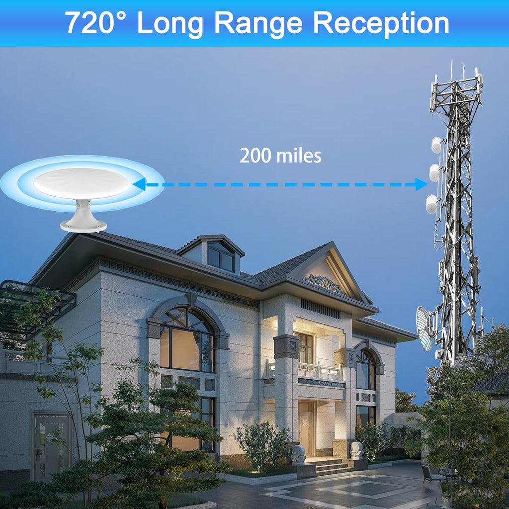 White 720° Omni Directional Digital HD TV Antenna with 35ft Cable Y47376