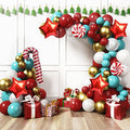 Red and Green Christmas Balloon Arch Kit with Candy Cane and Star Foil Balloons J8931
