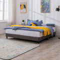 California King Size Linen Platform Bed Frame with Wood Slat Support N118
