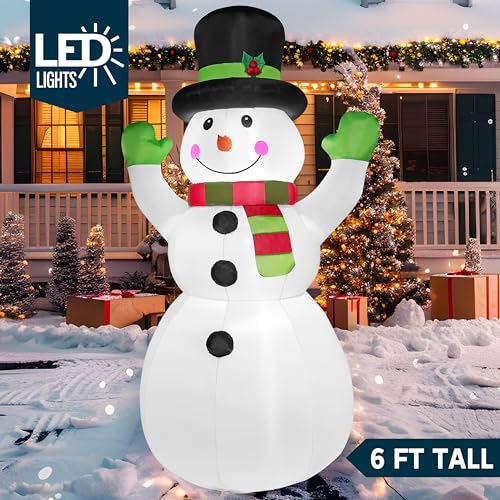 6 FT Tall Christmas Inflatables Snowman with Built-in LEDs R737