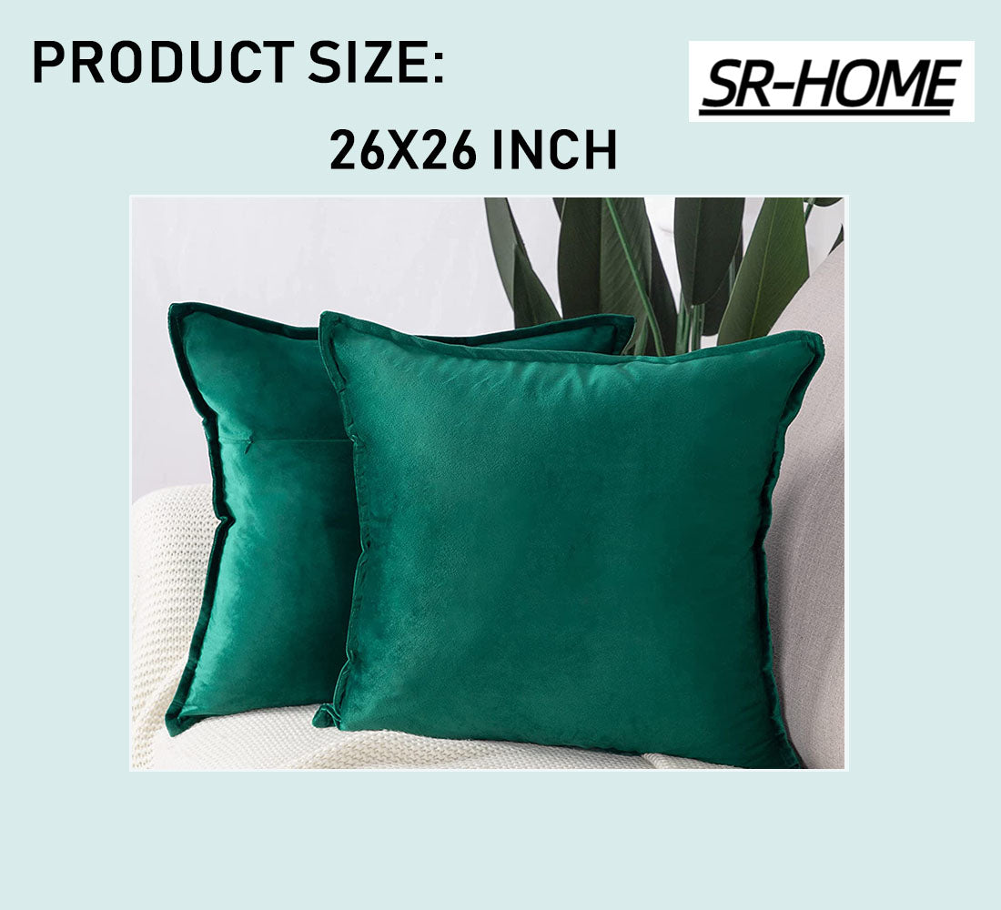 Set of 2 Velvet Decorative Throw Pillow Covers with Fringe Cushion Case F9223