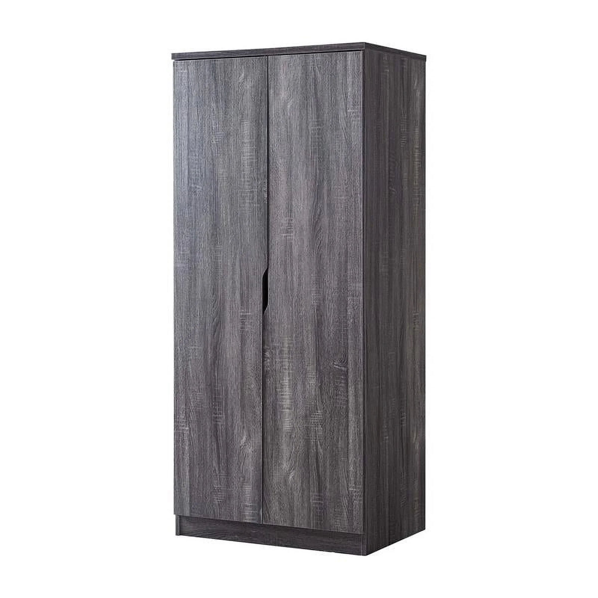 Contemporary Wood Wardrobe in Distressed Gray O5968