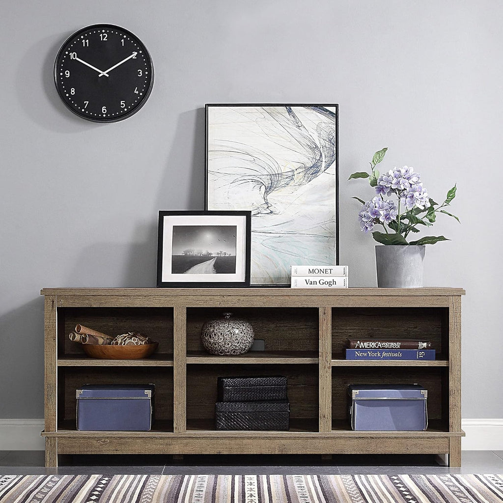 Espresso TV Stand with Wood Glass Storage Cabinets T97029