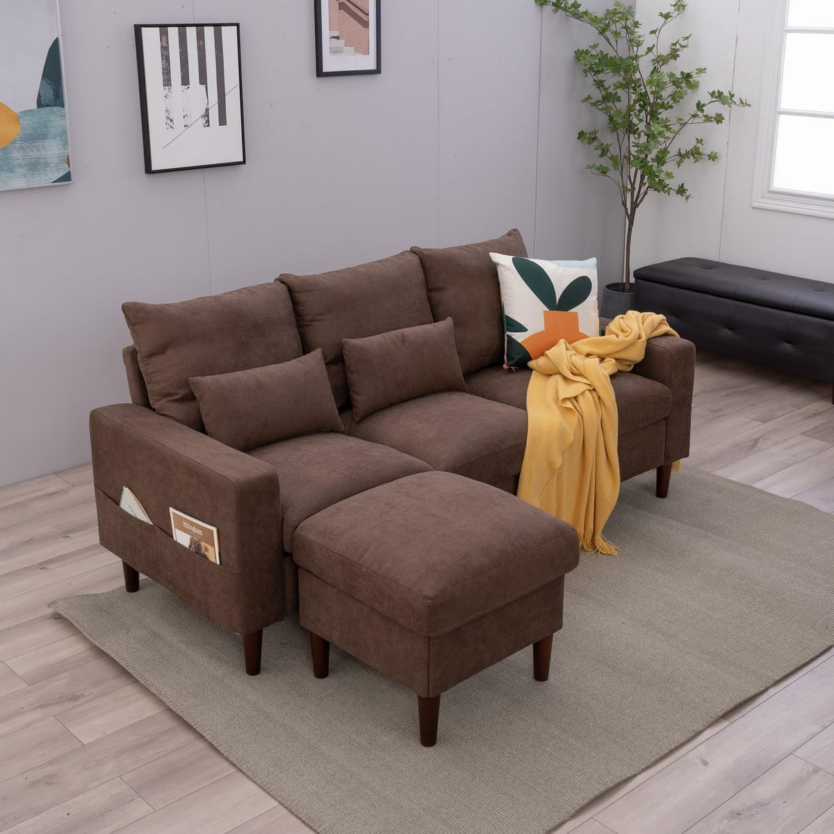 Convertible Sectional L-Shaped Fabric Sofa T813