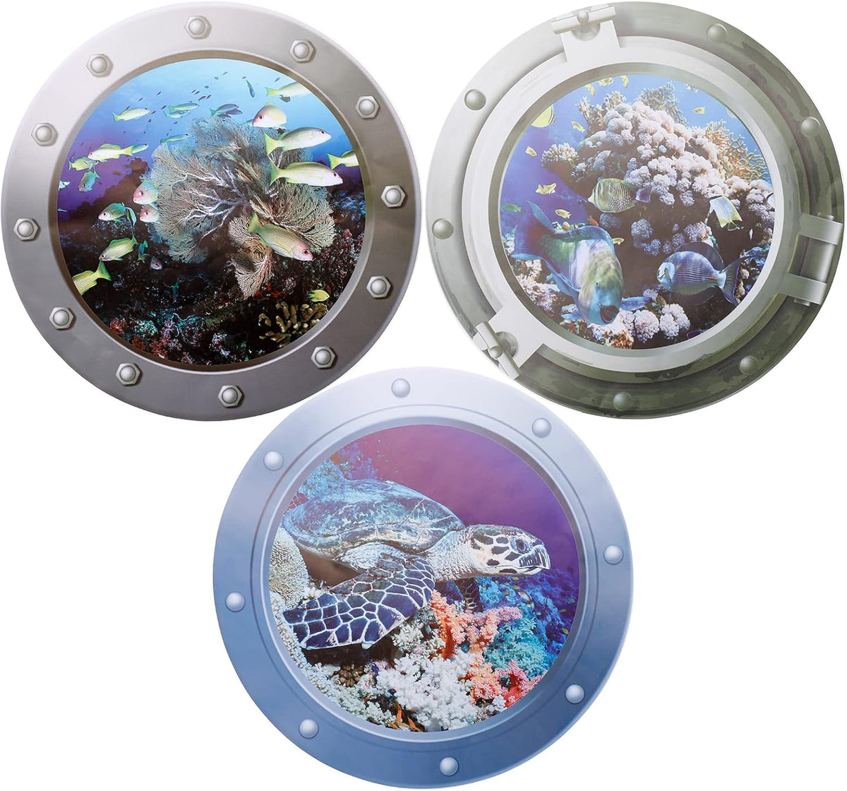3 Pcs Peel and Stick Removable 3D Fish Sea Life Wall Sticker P235599