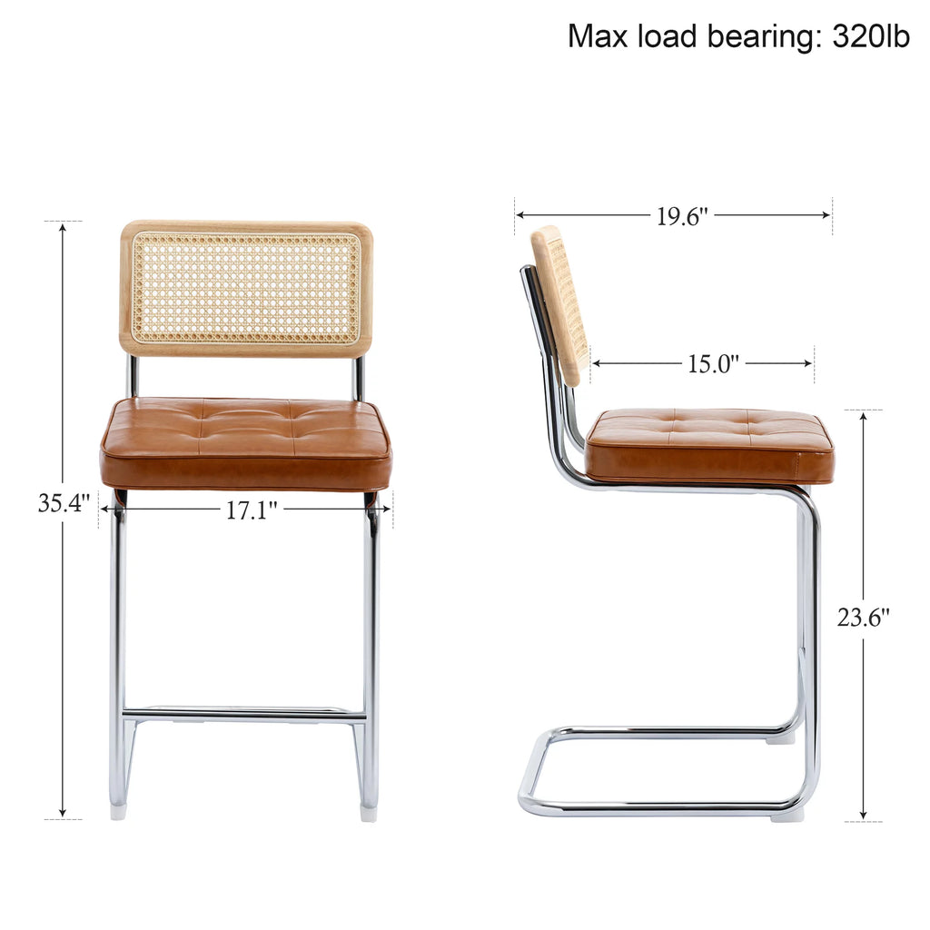 23.6 Inch Rattan Upholstered Bar Stools Set of 2 K424143