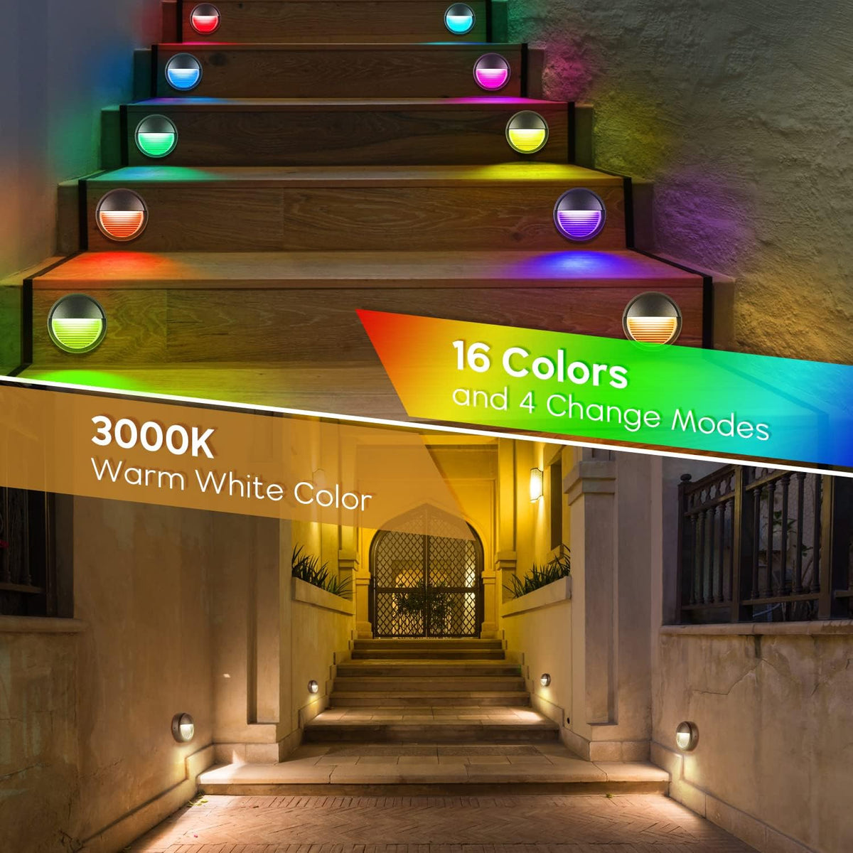 6Pack Warm White RGBW LED Deck Lights W100917