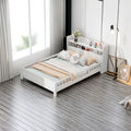 Twin Size Wood Platform Bed with Storage Headboard and Guardrail H113152