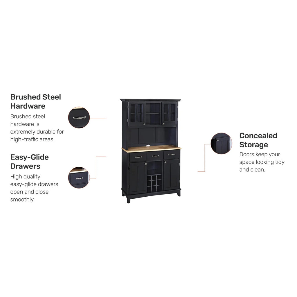 Black Wood Buffet with Hutch S578771