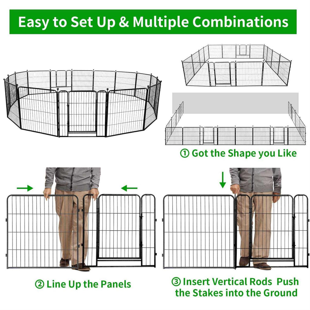 Heavy Duty Anti-Rust Dog Playpen with Doors K123628