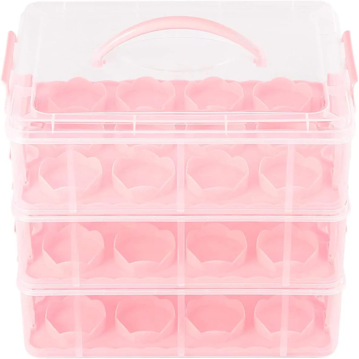 36 Grid 3 Tier Cupcake Carrier Holder Rack Pink Q367