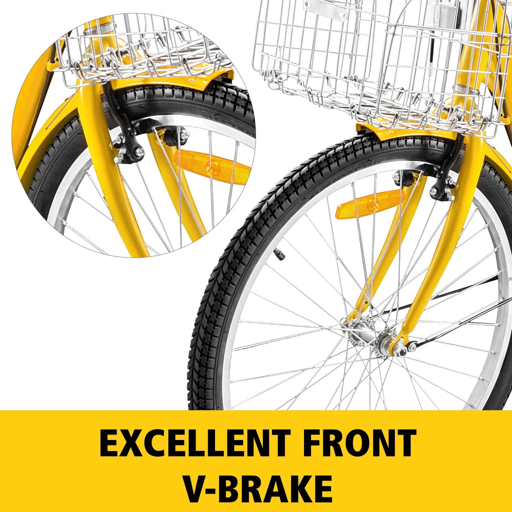 24 Adult Tricycle 7-Speed Three Wheel Bike with Basket D943238