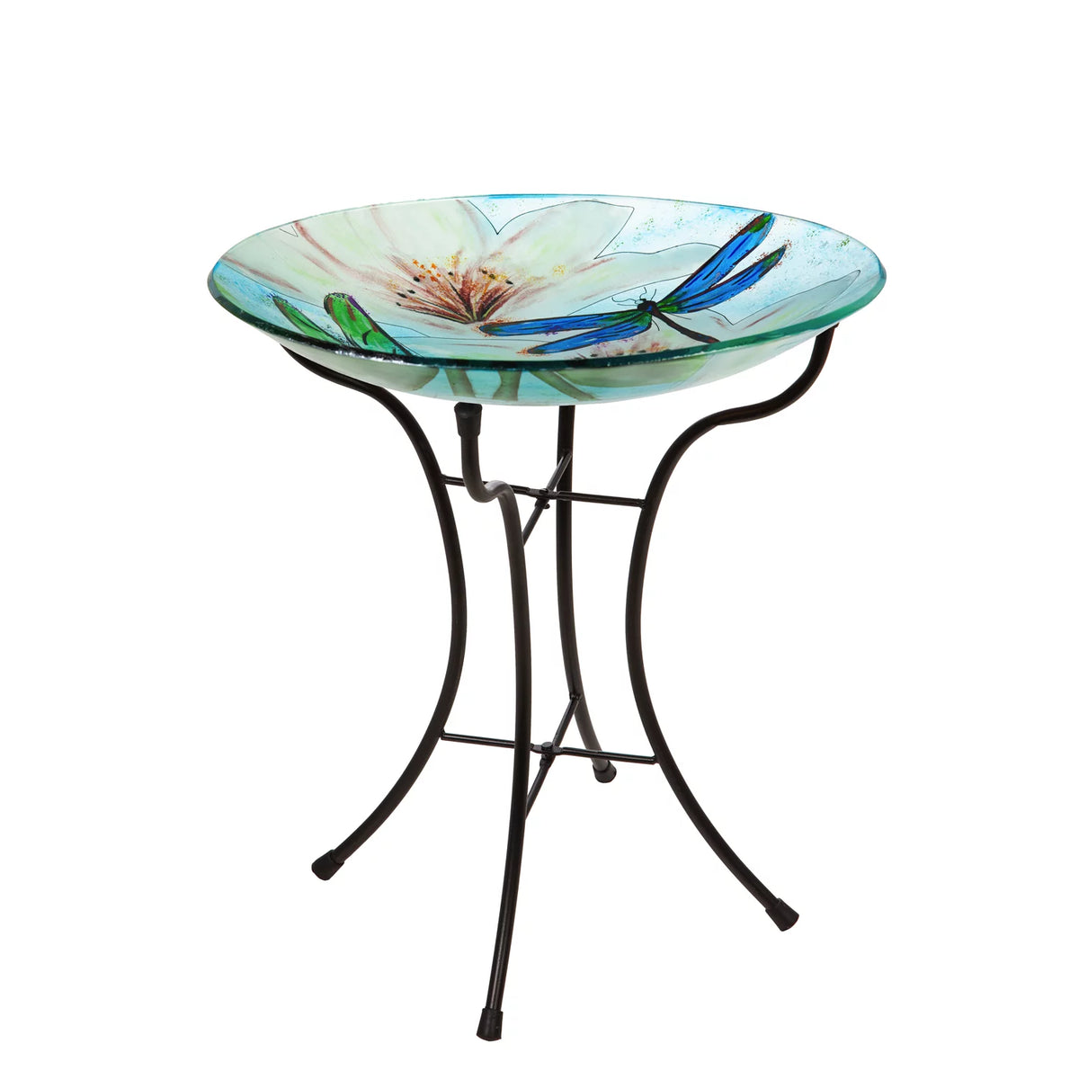 16" Glass Bird Bath with Stand O2136