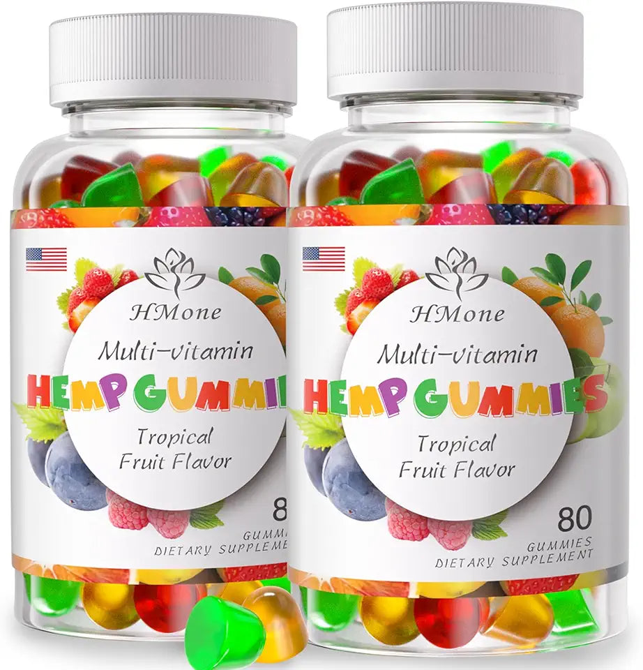 2 Packs Organic Hemp Gummies Vegan Low Sugar S37466