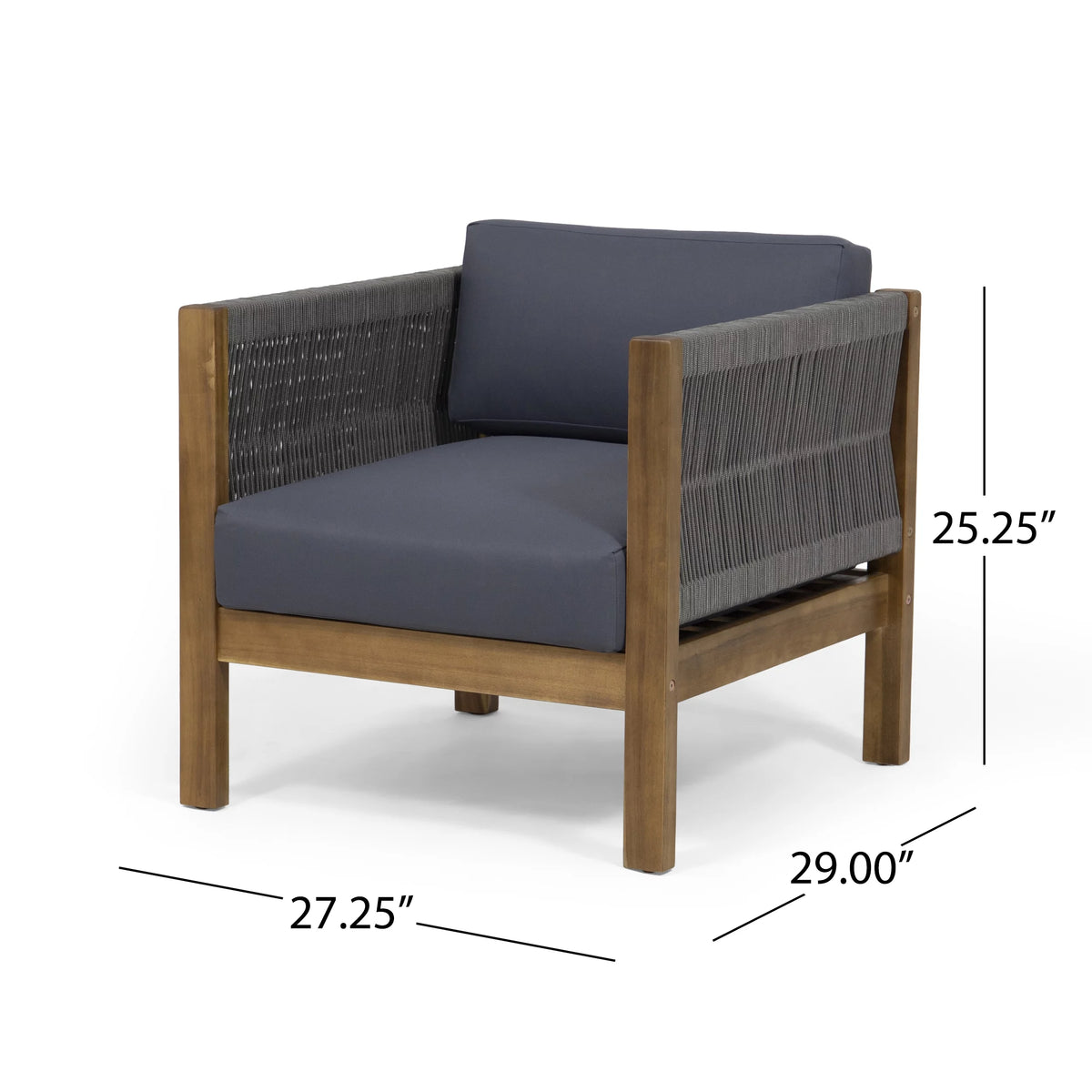Acacia Wood and Rope 4 Seater Chat Set with Cushions N277