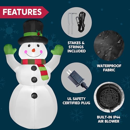 6 FT Tall Christmas Inflatables Snowman with Built-in LEDs R737