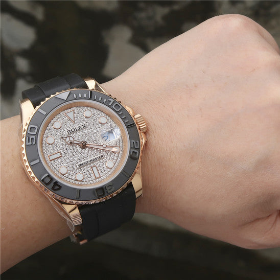 Golden Diamond Dial Rubber Strap 40mm Q9067