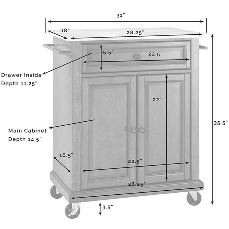 Natural Wood Top Kitchen Cart in White O48446
