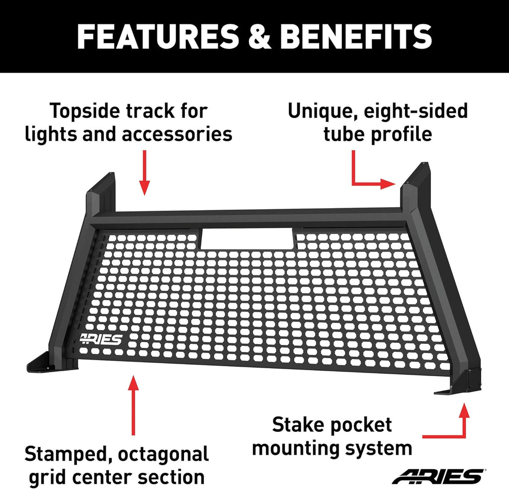 Black Aluminum Truck Headache Rack Cab Protector B12071