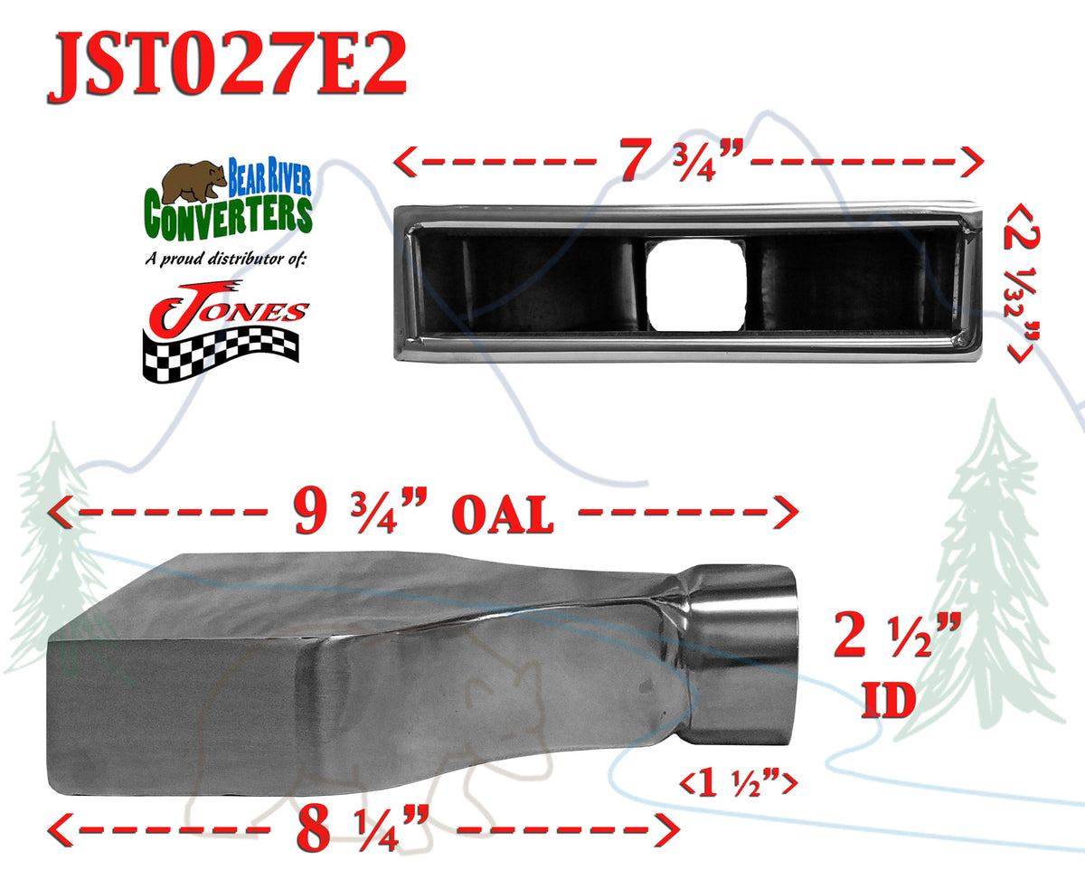 Black Chrome Rectangle Exhaust Tip 2.5x22 Inlet / 10x22 Long Y4592