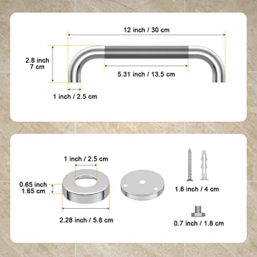 12 Inch Anti Slip Chrome Finish Stainless Steel Bath Grab Bar R93918